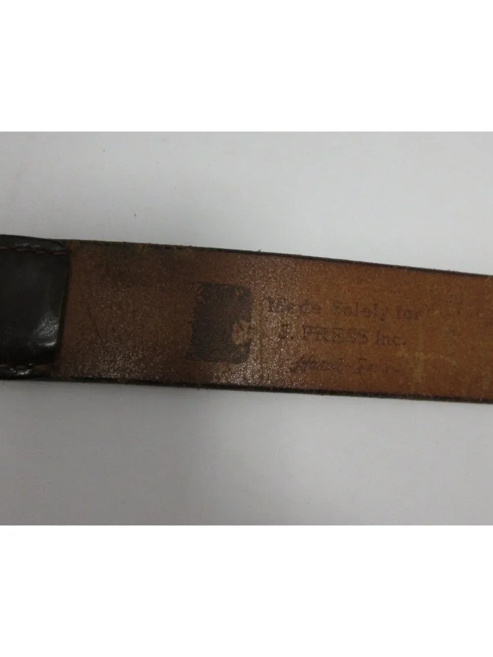 VINTAGE J Press Belt Leather Brass O-Ring Hook Buckle Handsewn *